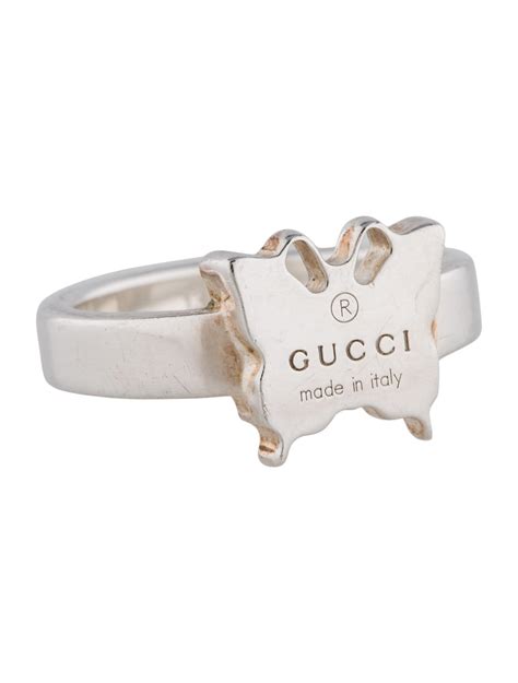 gucci butterfly ring silver|gucci twirl ring.